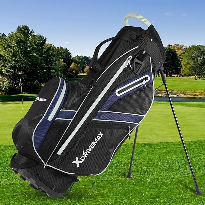 Golf Stand Bag, Lightweight Golf Bag with 8-Way Top Dividers, Golf Bag for Men & Women with Adjustable Dual Strap, Rain Cover, Cooler and Golf Accessory Kit