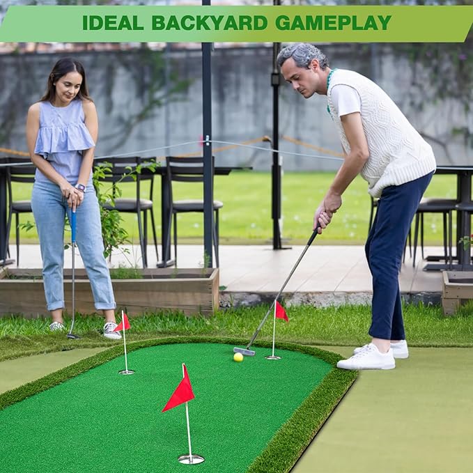 Wekin Golf Putting Green Training Mat,5x10ft Heavy Duty Artificial Turf Putting Green Mat for Indoor and Outdoor Party Game and Leisure Time