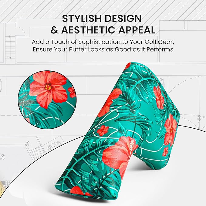 FINGER TEN Golf Blade Putter Cover Premium Synthetic Leather Stylish Design, Universal Headcover Waterproof Protection, Durable Headcovers Covers Fit Most Blade Putters for Men Women