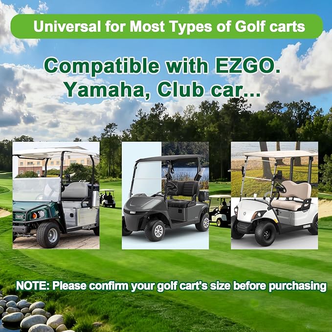 Golf Cart Seat Cover, Universal Bench Seat Cover with Storage Pockets, Non-Slip Seat Protector for Golf Cart, Fits EZGO Club Car Yamaha, Easy Install