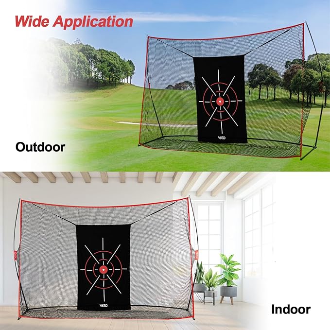 10x7ft Golf Practice Net for Backyard Driving, All-in-1 Outdoor Indoor Hitting Net, Mat, 7 Tees, 6 Balls for Training, Golf Gifts for Men Dad Him Golfer