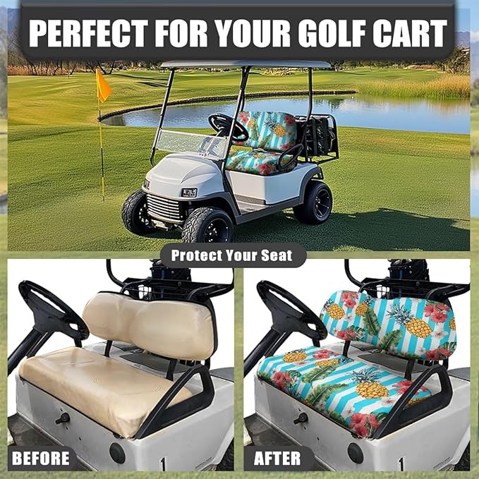 Fashion Print Golf Cart Seat Covers 2 Passenger Golf Cart Backrest Cover Golf Cart Seat Towel Gift for Friends