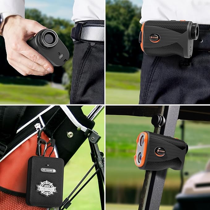 Golf Rangefinder with Slope, 1200 Yards Laser Range Finder for Golfer, 7X Magnification Range Finder Rechargeable Golf Accessories for Men, Flag Pole Locking Vibration