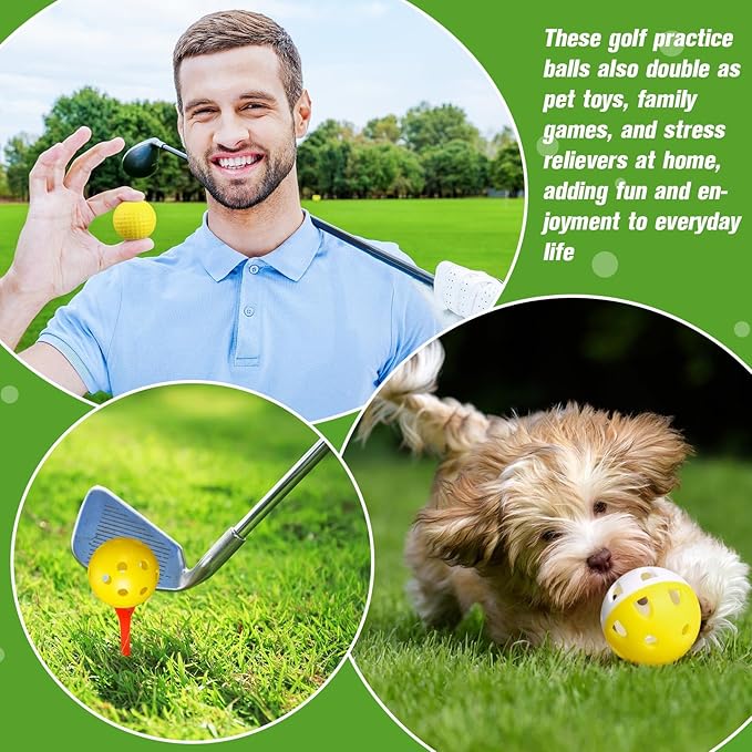30 Pack Practice Golf Balls 42mm Rubber EVA Plastic Golf Training Ball High Visibility for Easy Tracking, Limited Flight, Hollow Airflow for Home Backyard Indoor or Outdoor