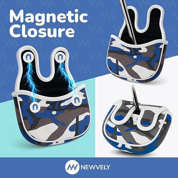 Golf Club Putter Cover Headcover for Blade Mallet Putter Cover with Magnetic Closure and Golf Towel