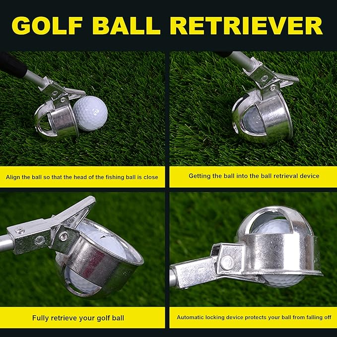 HOW TRUE Golf Ball Retriever, 15ft 18ft Aluminum Alloy Golf Ball Retriever for Water Telescopic Golf Ball Picker Upper, Golf Accessories for Men