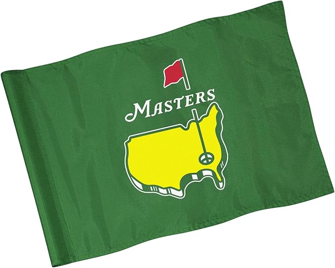 Golf Flag with Tube, Double-Side Printed Augusta National Flag, 420D Nylon Golf Pin Flags, Putting Green Flags for Golf Course Driving Range Collection, 14" H x 20" L, Green