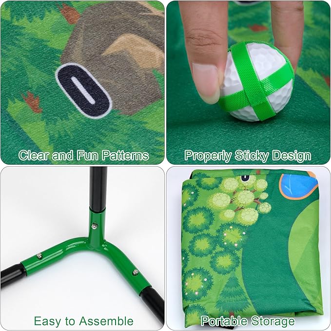 Golf Chipping Game Set, 71 x 71 in Large Golf Practice Mat with 2 Adjustable Clubs, 24 Sticky Balls, Portable Indoor Outdoor Golf Training Set, Perfect Backyard Golf Game Gift for