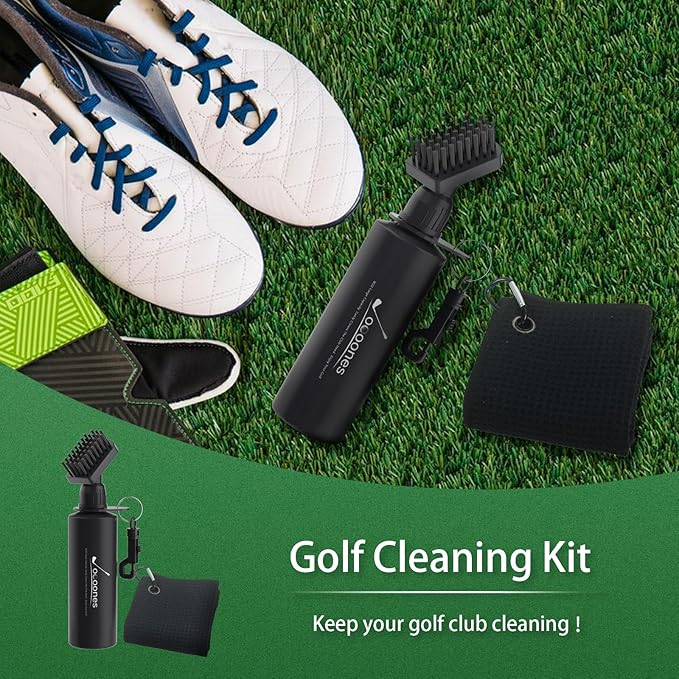 Golf Club Cleaning Kit Golf Brush and Microfiber Towel Soft Fabric Strong Absorbent Quick-Drying Solid Clip Easy to Use Golf Accessory (About 30x30in) Gifts for Golfer Golf Gift