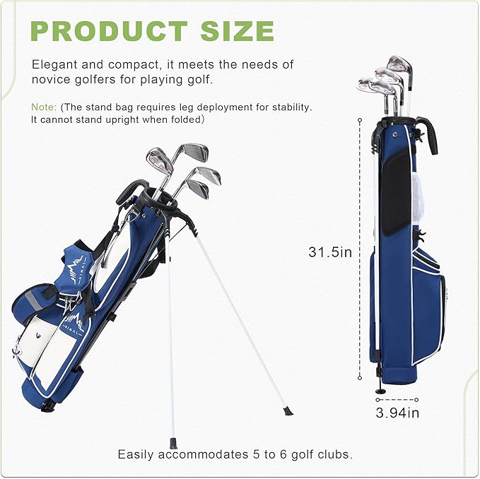Golf Lightweight Stand Carry Bag– Easy to Carry and Durable Pitch n Putt Golf Bag for The Driving Range, Par 3 and Executive Courses，Fits Up to 5-6 Clubs