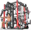 Smith Machine，Multi-Function Squat Rack Power Cage with Cable Crossover System,with Optional Weight Bench, Olympic Barbell Weight Set, for Home Gym