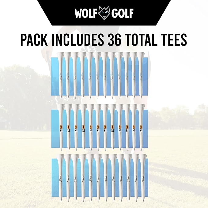 OnlyPars Golf Tees - Golf Hub Tees - Set of 36 Golf Tees - 3 Designs - Golf Tee Gift Set