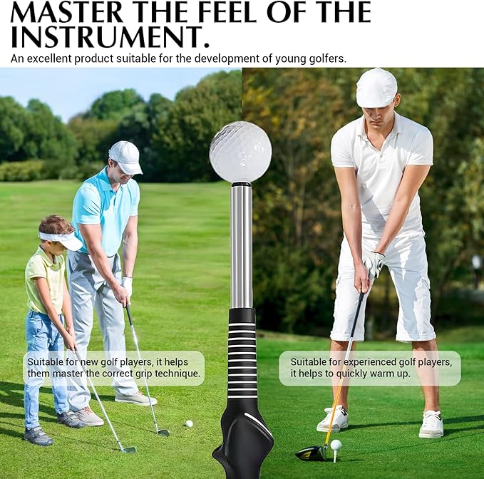 Golf Swing Trainer & Golf Grip Trainer – Retractable Golf Training Aid with Click Feedback for Tempo, Strength & Accuracy | Portable Golf Training Grip Tool for Indoor & Outdoor Practice