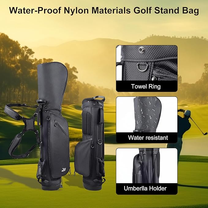 Golf Stand Bag – 2025 Upgraded Version with Cooler Pocket, Glove Patch & Tee Holder, Lightweight Sunday Golf Bag for Men & Women