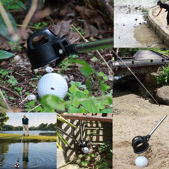 9Ft/12Ft/16.3Ft/20Ft Golf Ball Retriever for Water Telescopic, Stainless Steel Ball Retriever Tool Golf Ball Grabber