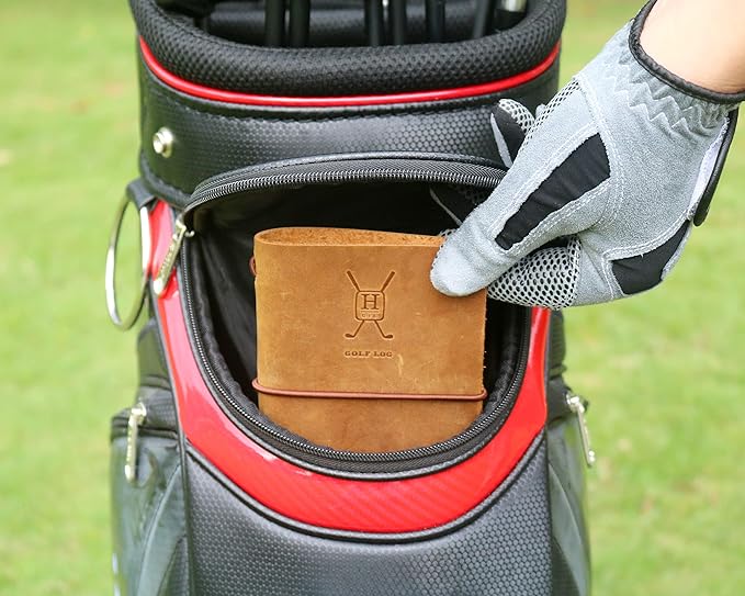 Handy Picks Leather Golf Log Book, Handmade n Refillable, Golf Log n Yardage Book Included