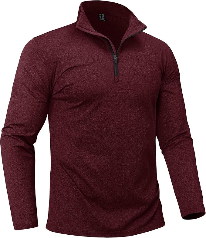 Boladeci Men's Quarter Zip Pullover Premium Fleece Lined Heather Long Sleeve Golf Shirts Midweight 1/4 Half Zip Sweatshirts