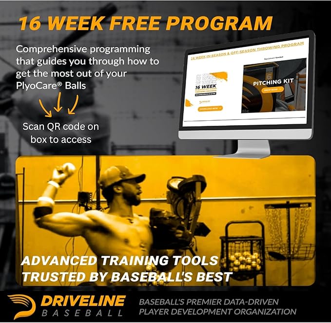 Driveline Baseball PlyoCare Balls - Weighted Pitching Training Balls + Free 16-Week Program