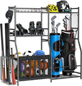 Ultrawall Golf Storage Organizer, Golf Bag Storage Stand for Garage, Golf Equipment Rack with Wheels Fits 2 Golf Bags and Golf Equipment Accessories