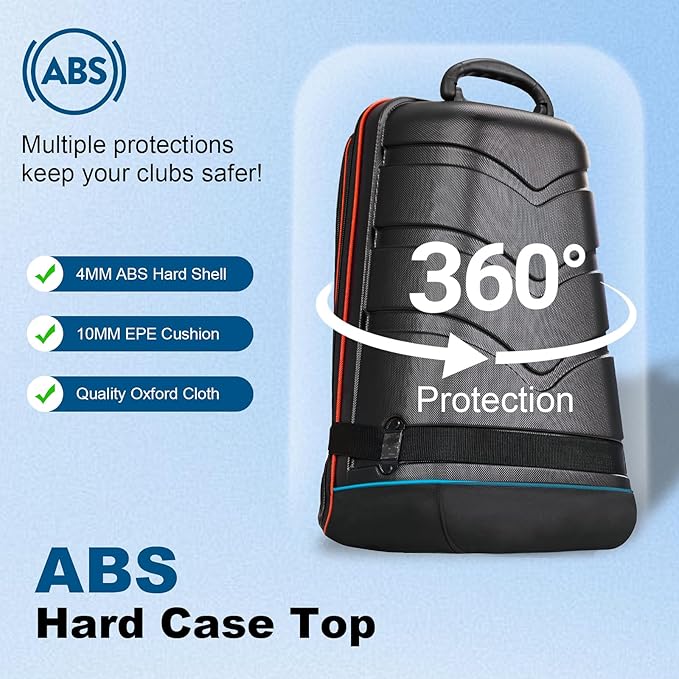 Golf Travel Bags for Airlines with Hard Case Top & Wheels, Hard Shell Top Protect Golf Club, Made of 1680D Heavy Duty Oxford, Internal Strap for Fixing, Lightweight and Easy to Maneuver