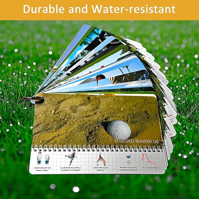 Golf Reference Cards | Pocket Survival Guide and Golf Instruction Booklet | Compact Waterproof PVC Cards for Troublesome Shots | Improve Your Game Instantly | Perfect for Beginners & Pros