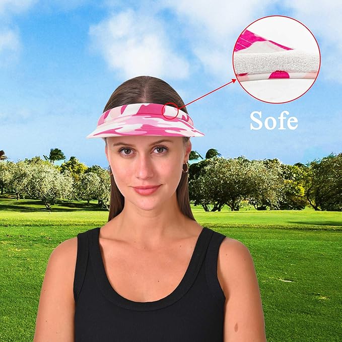 2 Pack Visor Women Men Sun Hat Clip On Visors Adjustable Sport Wide Brim Cap