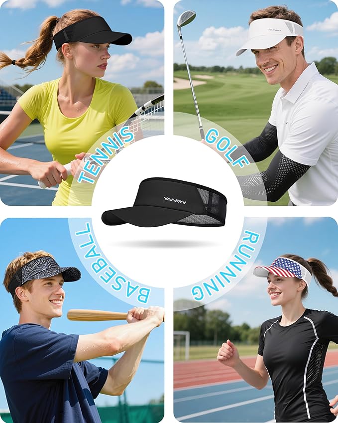 Sports Sun Visor Hats for Women Men Lightweight Breathable Cooling Stretchy Visors Foldable UPF 50+ for Running Tennis Golf