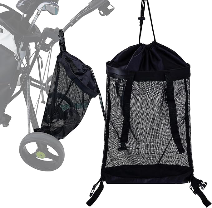 Golf Push Cart Storage Bag,Golf Cart Organizer, Backside Extension Storage Bag,Closure Push Cart Net Mesh Accessories