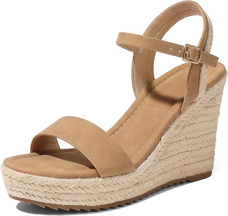 mikarka Women's Espadrille Wedge Sandals: Ankle Strap Platform Open Toe Wedges - Stylish High Heel Dressy Summer Wedges for Women, Inspired by Espadrilles