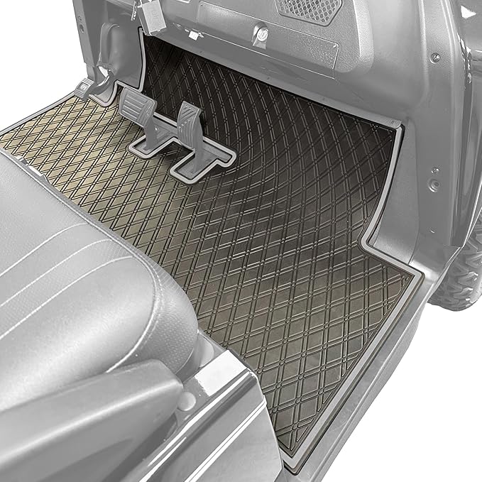 Xtreme Mats Rubber Golf Cart Mat for Bintelli Golfcars, Full Coverage Rubber Front Floor Liner Protects OEM Factory Flooring Compatible with Bintelli Beyond & Nexus (Grey Trim)