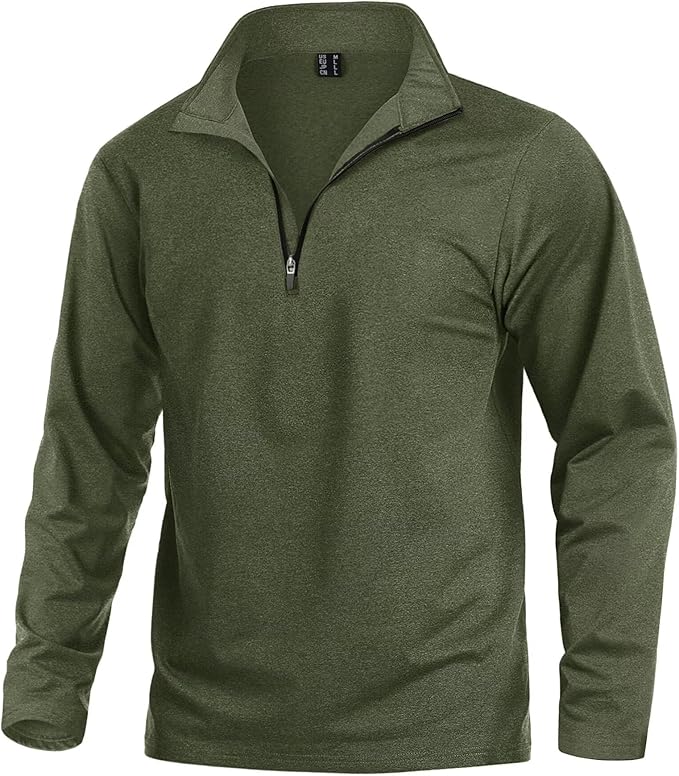 KEFITEVD Men's Quarter Zip Pullover Fleece Lined Long Sleeve Golf Shirt 1/4 Zip Sweatshirts Thermal Winter Sweaters