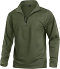 KEFITEVD Men's Quarter Zip Pullover Fleece Lined Long Sleeve Golf Shirt 1/4 Zip Sweatshirts Thermal Winter Sweaters