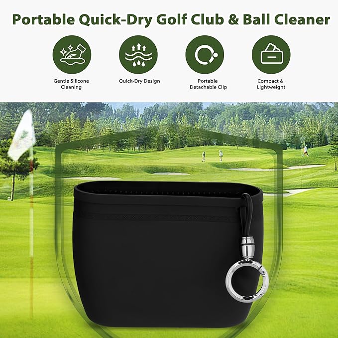 MOSTY Golf Club & Ball Cleaner Bag - Silicone Liner, Effortless Cleaning, On-Course Accessory, Black, 3x2 Inches, 16 Oz, Golf Bag Accessory, Gift for Golfers