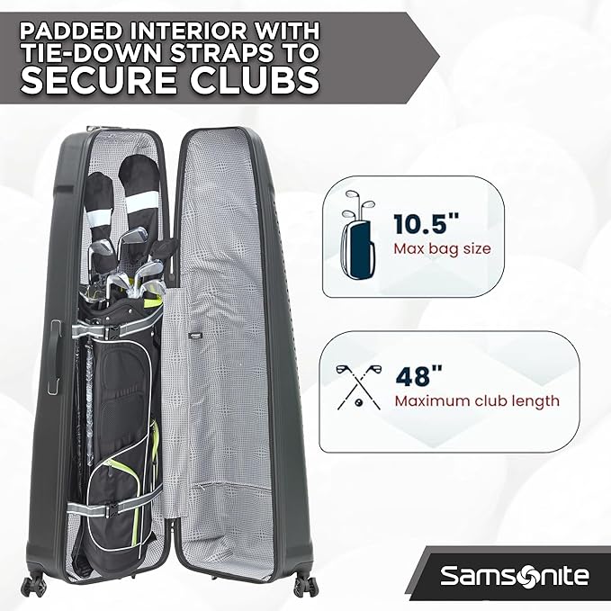 Samsonite Tour Pro Golf Hard Case Golf Travel Bag, Lightweight & Durable ABS Shell, 360 Degree Multi-Directional “Shark Wheels”
