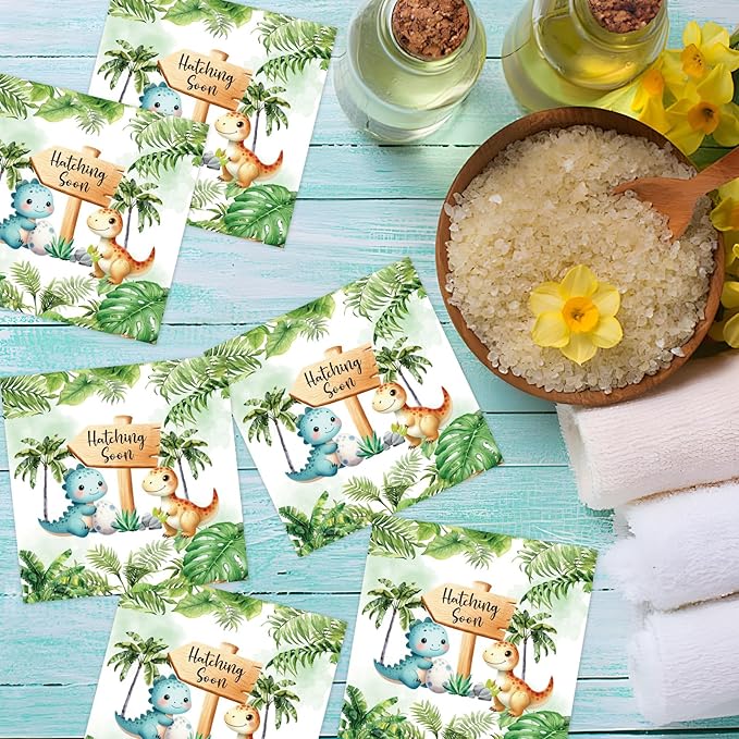 Dinosaur Baby Shower Napkins Decorations, 50PCS Hatching Soon Baby Shower Napkin Supplies, Cute Dino Party Decor for Boys
