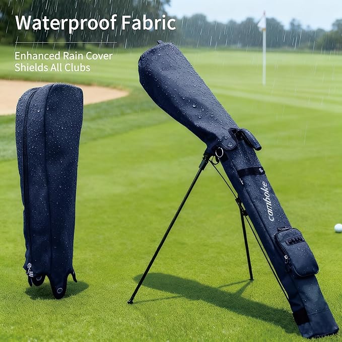 Lightweight Golf Stand Bag, Portable Golf Carry Bag with Stand, 2-Way Divider Practice Bag with Padded Strap, Compact Pencil Golf Bag for Driving Range, Par 3 & Short Rounds