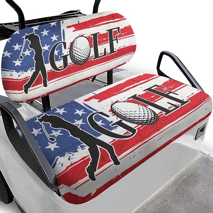 Fashion Print Golf Cart Seat Covers 2 Passenger Golf Cart Backrest Cover Golf Cart Seat Towel Gift for Friends