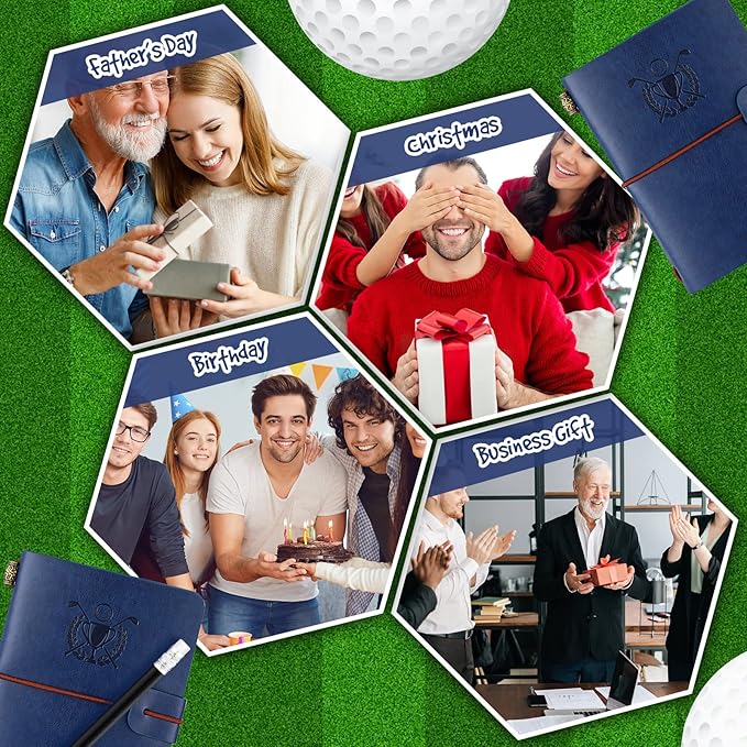 Yexiya Golf Scorecard Book with Pencil Leather Golf Journal Scorecard Holder Accessories Notebook Log Book Pocket Scorebook Gifts for Men Golfers, Sports and Outdoor Club Accessories
