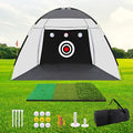 Golf Net, 10x7ft Golf Practice Net with Foldable Tri-Turf Mat, Hitting Chipping Swing Training for Backyard & Outdoor & Indoor with Ball, Tee, Target, Carry Bag, Gift for Men Dad Husband & Golfers