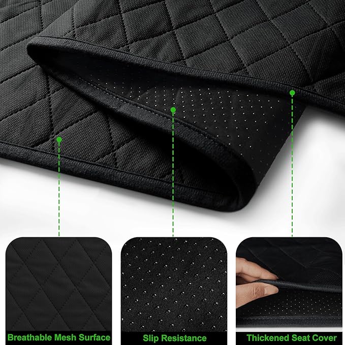 Universal Golf Cart Seat Covers Waterproof Golf Cart Seat Protector with 4 Side Pockets & Anti-Slip Bottom Fits for Most Golf Carts,Fits for EZGO, Club Car, Yamaha and More(Black with side pockets)