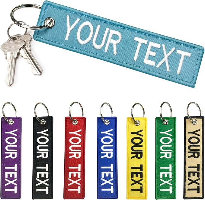 mvcen Personalized Keychain, Embroidery Keychain Double Side Custom Key Tag Customized Key Chain Key Ring Accessories for Backpack, Cars, Motorcycles, Scooters
