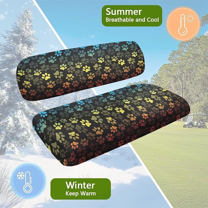 Golf Cart Seat Covers, Universal Fit & Nonskid Bottom Fits for Club Car 2 Person Seats Golf Carts