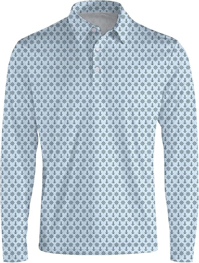 Men's Long Sleeve Golf Shirt Quick Dry 3 Button Work Fishing Outdoor Casual Collar Shirt