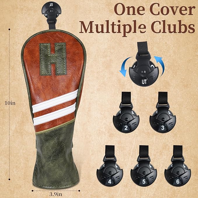 Craftsman Golf Club Head Covers 3pcs or 1pc Classic Brown Golf Headcovers Set Golf Club Headcovers for Driver Fairway Utility/Hybrid Woods Headcovers