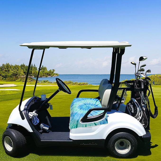 YOKYHOM Golf Cart Seat Covers, Tie-dye Light Blue Golf Cart Front Seat Towel/Blanket Fit for EZGO/Yamaha/Club Car and More Golf Carts, 100% Microfiber, Keeps Your Seat Cool and Clean, 51''x 31''