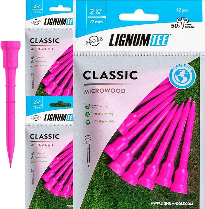 LIGNUM Unbreakable Microwood Golf Tees 50x More Durable/Adjustable Golf Tee/Innovative Wood Fiber and Natural Adhesives/Golf Tee, Golf Tees, Tees Golf, Golf Ball Tees/Pack of 3