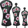 Golf Headcovers Embroidery Driver Cover Fariway Wood Headcover Hybrid Head Covers Leather Golf Club Covers for Most Brand,Black
