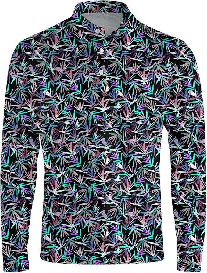 Men's Long Sleeve Golf Shirt Quick Dry 3 Button Work Fishing Outdoor Casual Collar Shirt
