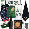 ANOTION Golf Gifts for Men, Gifts for Golfers Golf Accessories for Dad Husband Boyfriend Teen, Golfer Gift Box 20oz Tumbler Club Cleaner Socks Ball Marker Bracelet for Birthday Christmas Father Day
