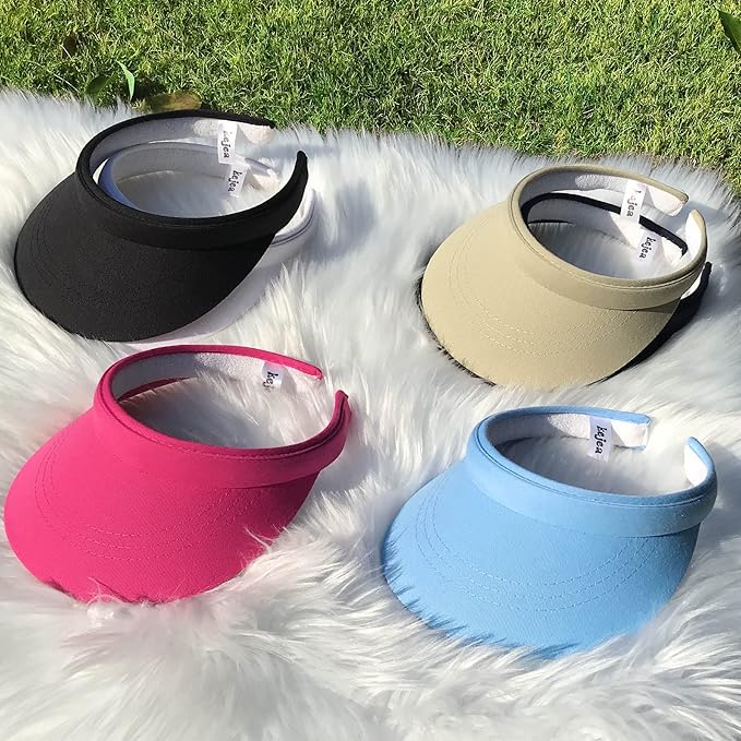 2 Pack Visor Women Men Sun Hat Clip On Visors Adjustable Sport Wide Brim Cap